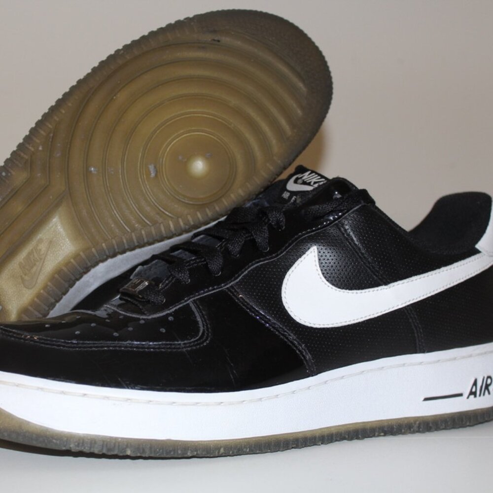 Men's Nike Air Force 1 '07 Size 11 315122-047 Black Patent Leather Tuxedo Smoke
